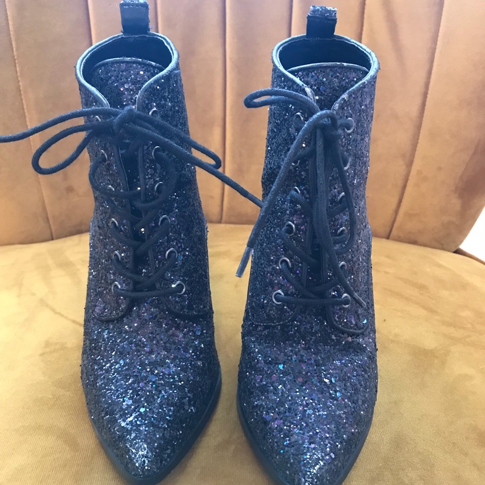 Aldo Multi Glitter Black Booties